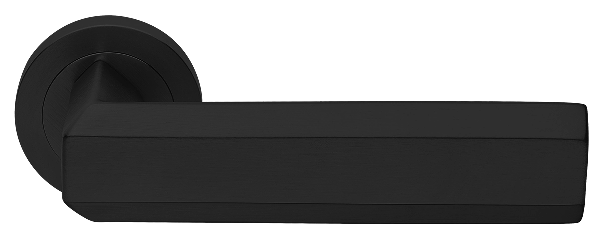 Ручка дверная HARMONY R2 NERO раздельная на круглой розетке, цвет - черный фото купить Набережные Челны
