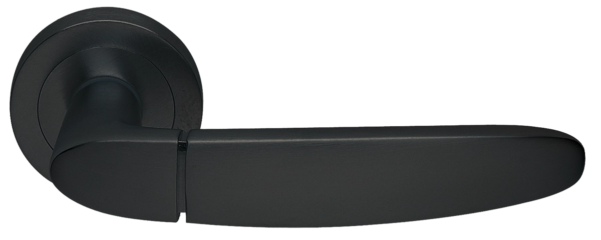 Ручка дверная SAIL R2 NERO раздельная на круглой розетке, цвет - черный фото купить Набережные Челны