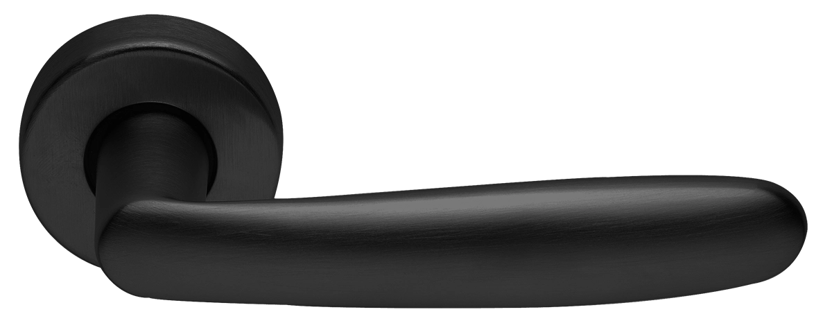Ручка дверная IMOLA R2 NERO раздельная на круглой розетке, цвет - черный фото купить Набережные Челны