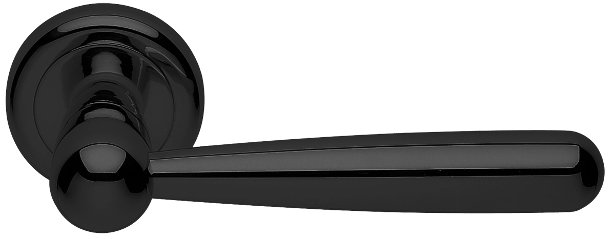 Ручка дверная PINOKKIO R4 NERO раздельная на круглой розетке, цвет - черный фото купить Набережные Челны