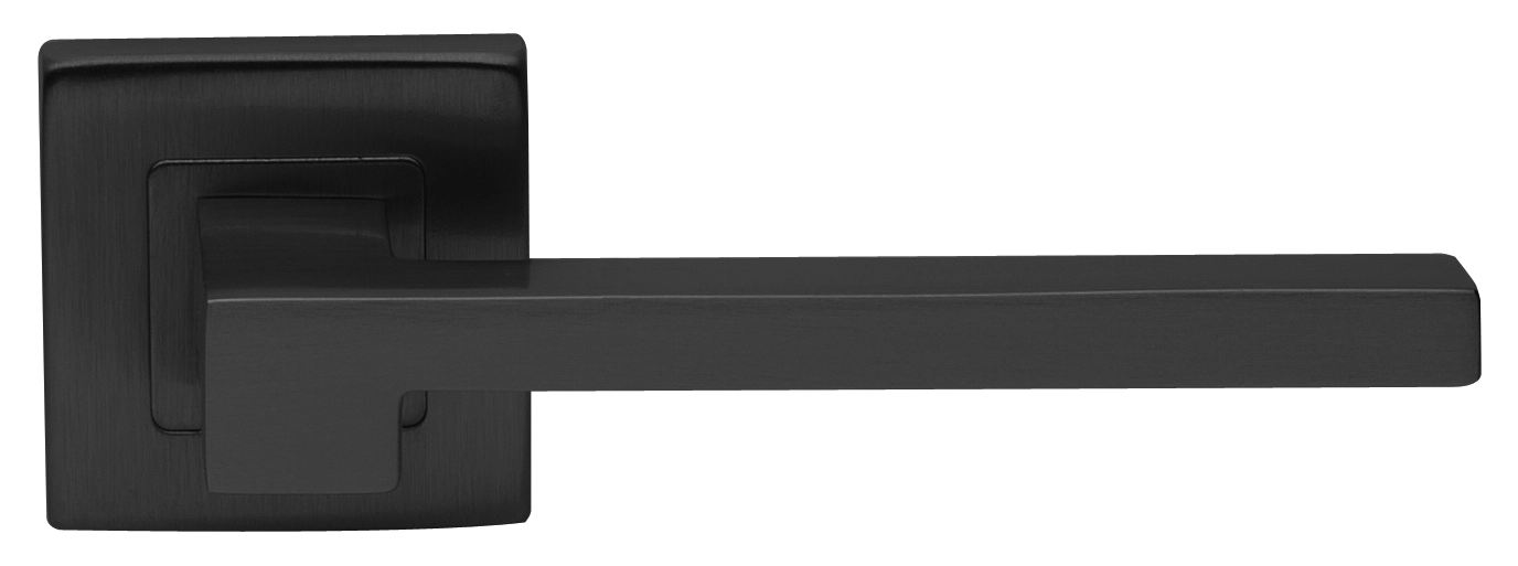 Ручка дверная STONE S3 NERO раздельная на квадратной розетке, цвет черный, латунь фото купить в Набережных Челнах