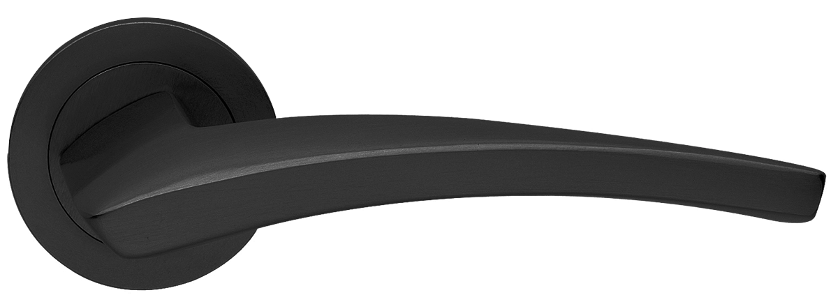 Ручка дверная WIND R2 NERO раздельная на круглой розетке, цвет черный, латунь фото купить в Набережных Челнах