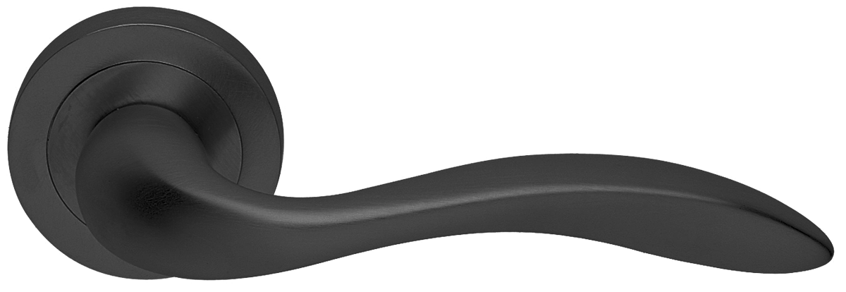 Ручка дверная LEON R2 NERO раздельная на круглой розетке, цвет - черный фото купить в Набережных Челнах