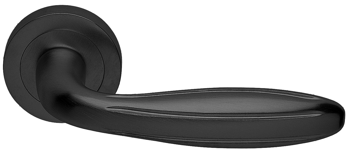 Ручка дверная BUD R2 NERO раздельная на круглой розетке, цвет - черный фото купить в Набережных Челнах