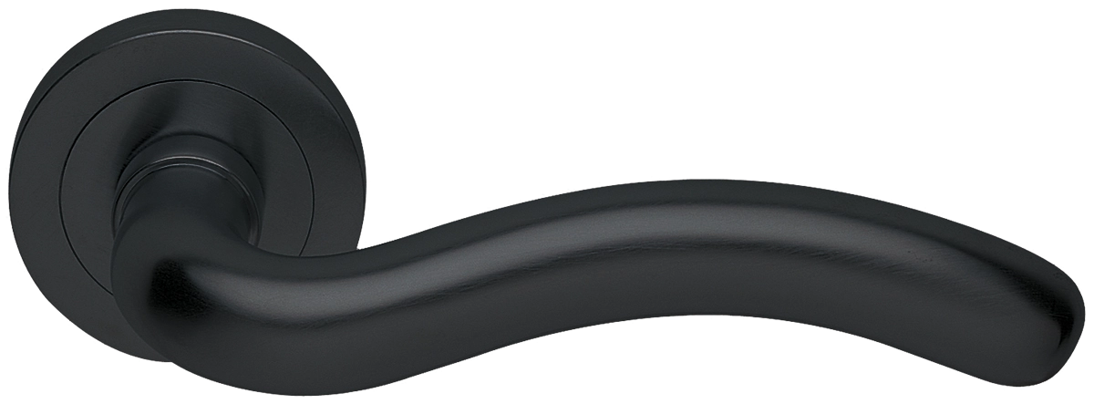 Ручка дверная SNAKE R2 NERO раздельная на круглой розетке, цвет - черный фото купить в Набережных Челнах