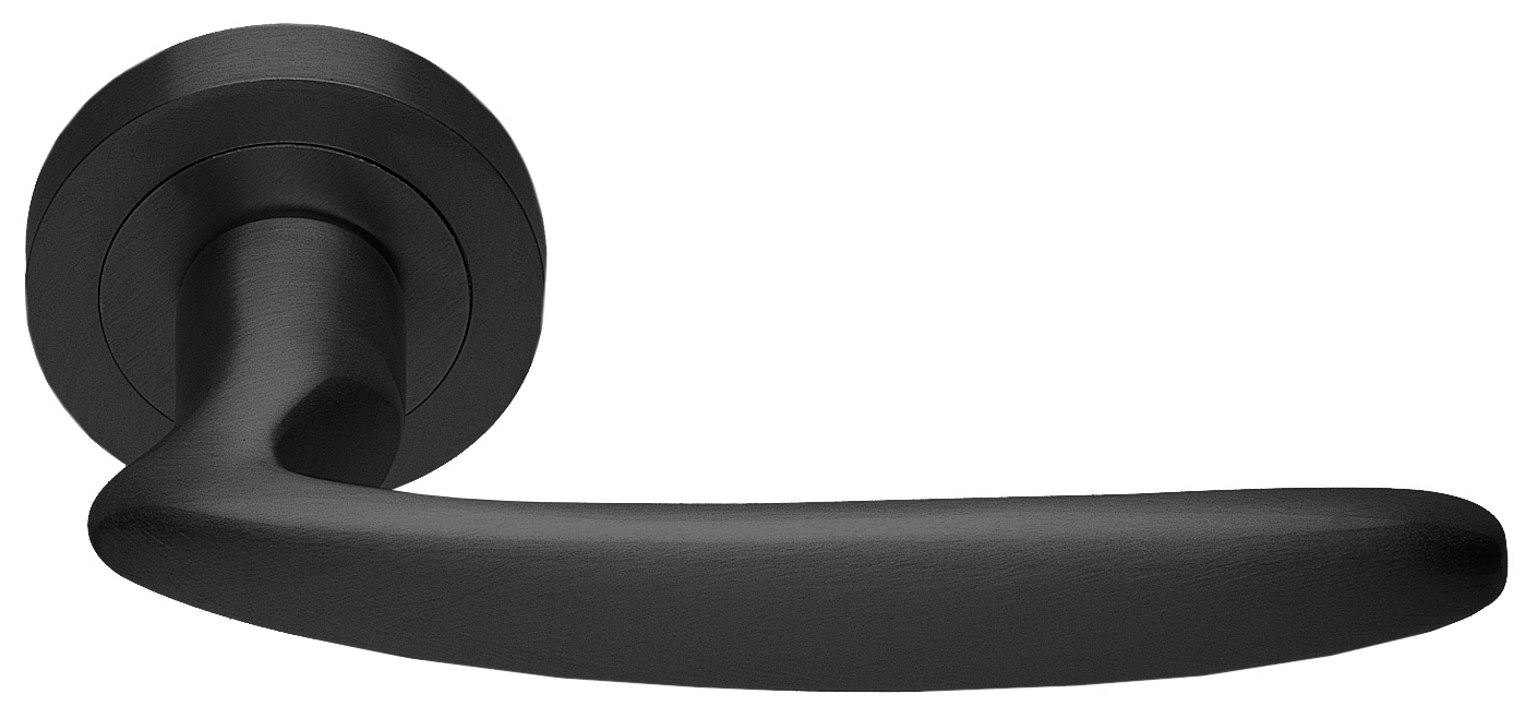 Ручка дверная FLAMINGO R2 NERO раздельная на круглой розетке, цвет черный, латунь фото купить в Набережных Челнах