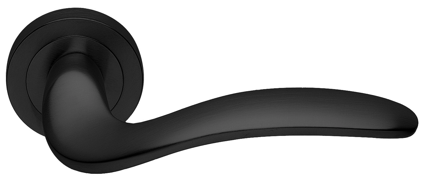 Ручка дверная COBRA R2 NERO раздельная на круглой розетке, цвет - черный фото купить в Набережных Челнах