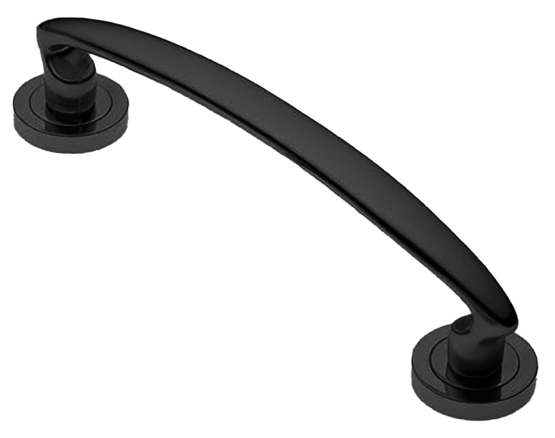 Ручка-скоба дверная FLAMINGO PH NERO на круглой розетке, цвет черный, латунь фото купить в Набережных Челнах