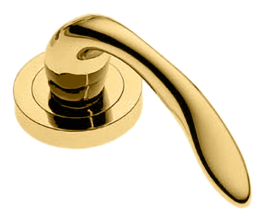 Ручка оконная LEON W1 OTL на прямоугольной розетке, цвет золото, латунь фото купить в Набережных Челнах