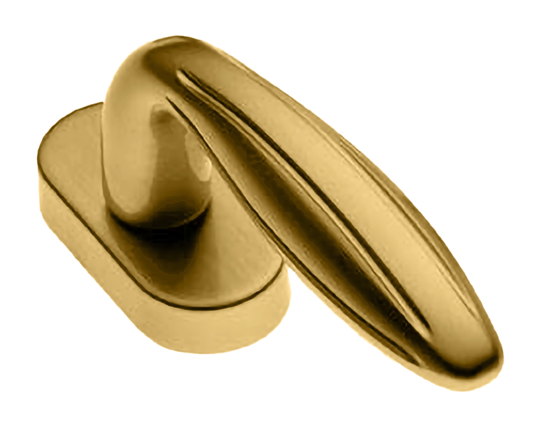 Ручка оконная BUD W1 OSA на прямоугольной розетке, цвет матовое золото, латунь фото купить в Набережных Челнах