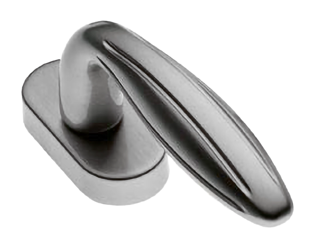 Ручка оконная BUD W1 CSA на прямоугольной розетке, цвет матовый хром, латунь фото купить в Набережных Челнах