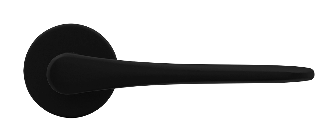 Ручка дверная AULA R5 NERO-ST на круглой розетке, цвет черный soft-touch, ЦАМ фото купить в Набережных Челнах