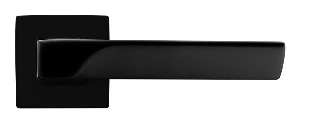 Ручка дверная FIORD S5 NERO-ST на квадратной розетке цвет черный soft-touch, ЦАМ фото купить в Набережных Челнах