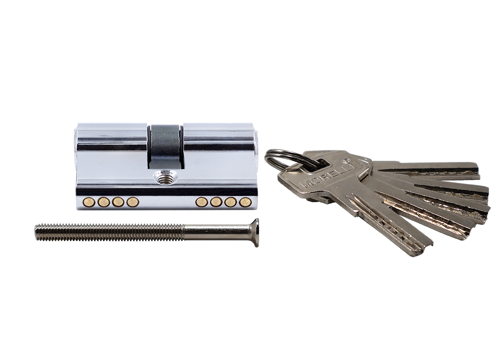 Ключевой цилиндр высокой секретности HS 50C PC (50мм), цвет хром фото купить в Набережных Челнах