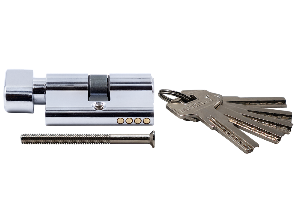 Ключевой цилиндр высокой секретности HS 50CK PC с заверткой (50мм), цвет хром фото купить в Набережных Челнах