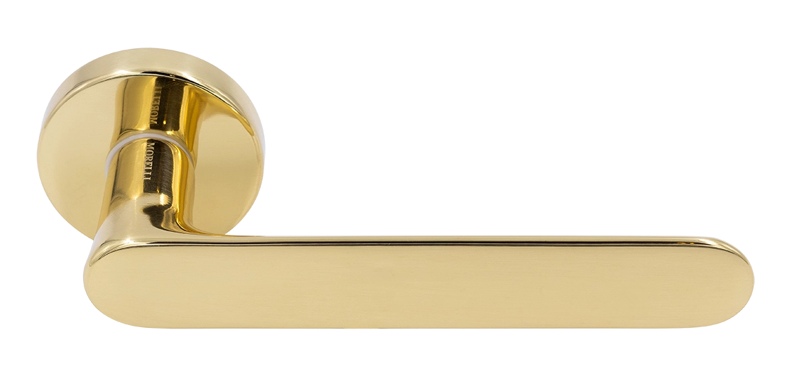 Ручка дверная LE BOAT R5 OTL раздельная на круглой розетке, цвет золото, латунь фото купить Набережные Челны