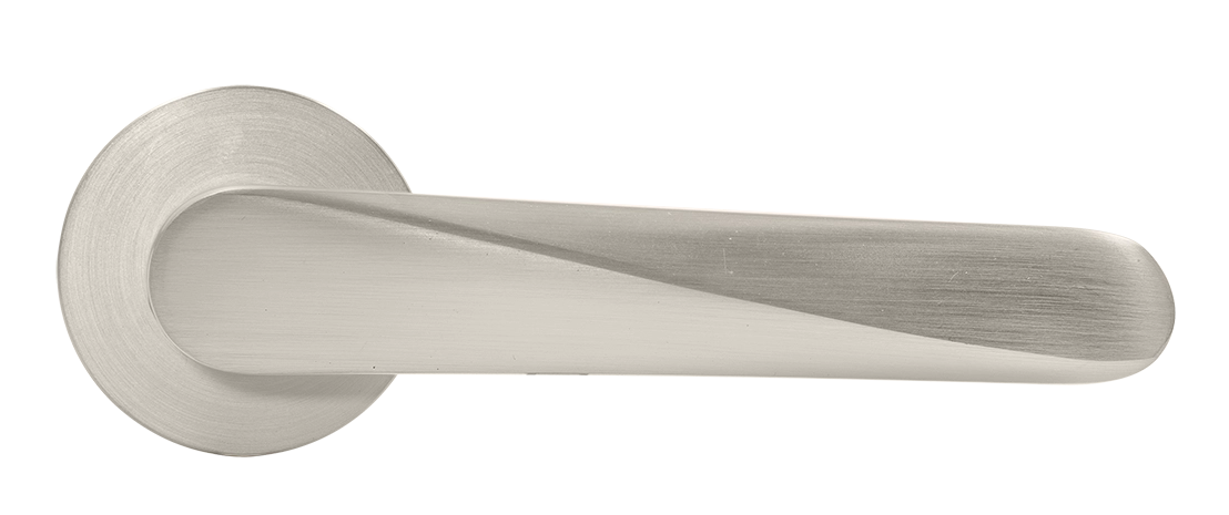 Ручка дверная CAYAN MH-58-R6 MSN раздельная на круглой розетке 6 мм, цвет матовый сатинированный никель, ЦАМ фото купить в Набережных Челнах