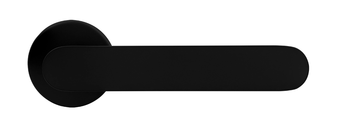 Ручка дверная LE BOAT R5 NERO-ST раздельная на круглой розетке, цвет черный soft-touch, латунь фото купить в Набережных Челнах