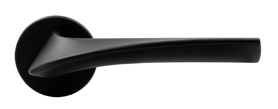 Ручка дверная COMETA R5 NERO-ST на круглой розетке цвет черный soft-touch, ЦАМ фото купить в Набережных Челнах