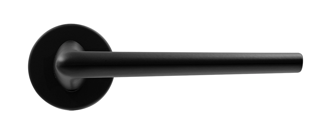 Ручка дверная THE FORCE R5 NERO-ST на круглой розетке, цвет черный soft-touch, ЦАМ фото купить в Набережных Челнах