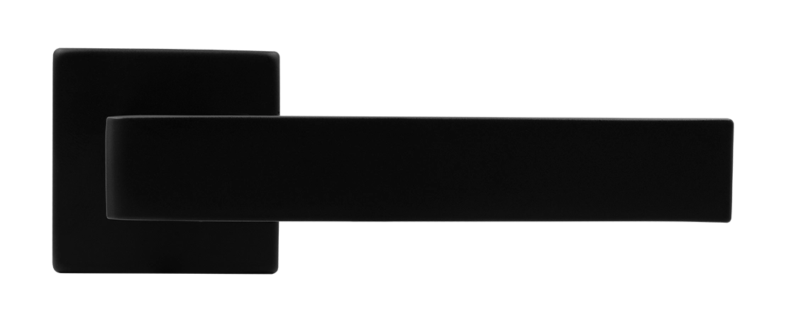 Ручка дверная HORIZONT S5 NERO-ST на квадратной розетке, цвет черный soft-touch, ЦАМ фото купить в Набережных Челнах