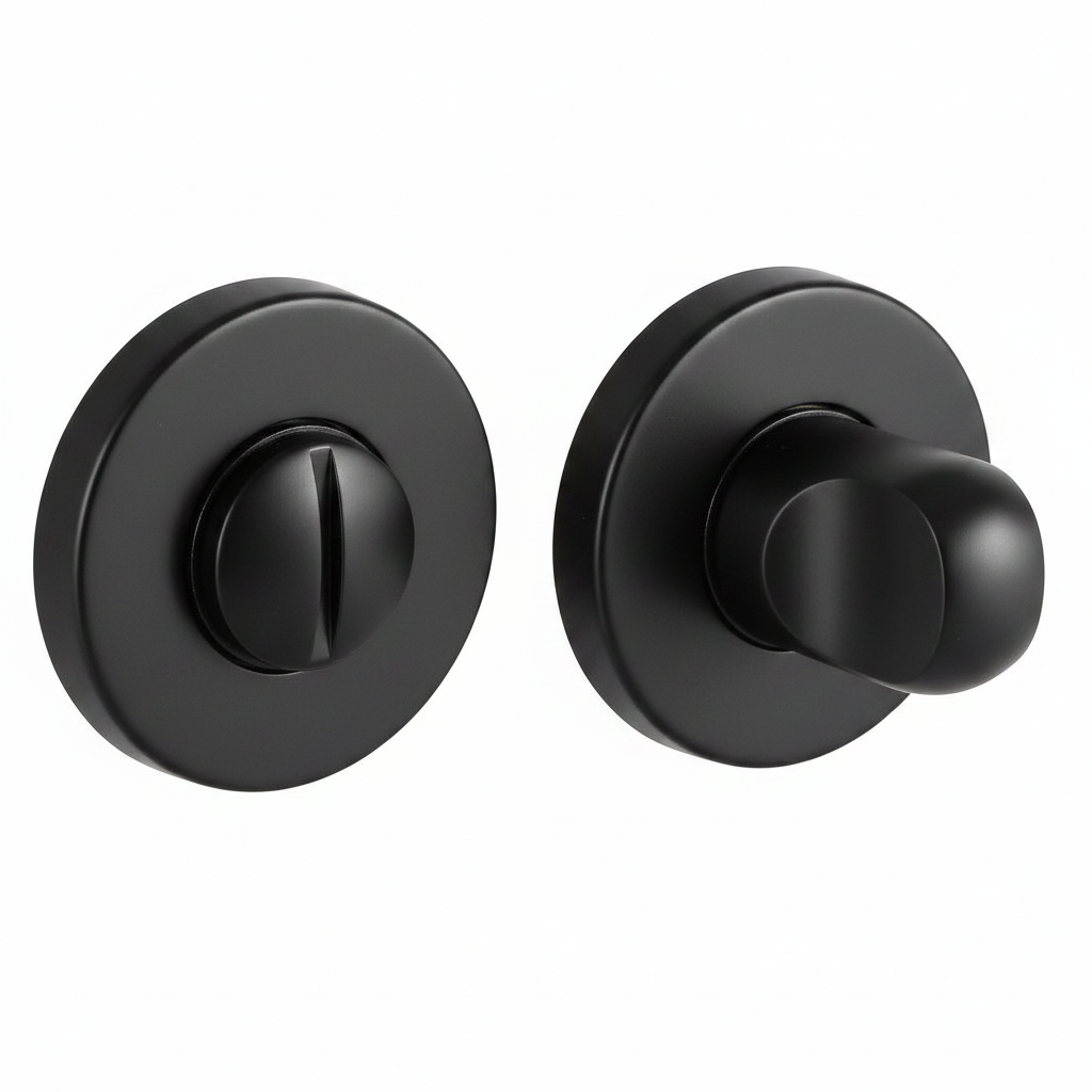 Завертка сантехническая LUX-WC-R3-E NERO-ST на круглой розетке цвет черный soft-touch, ЦАМ фото купить Набережные Челны