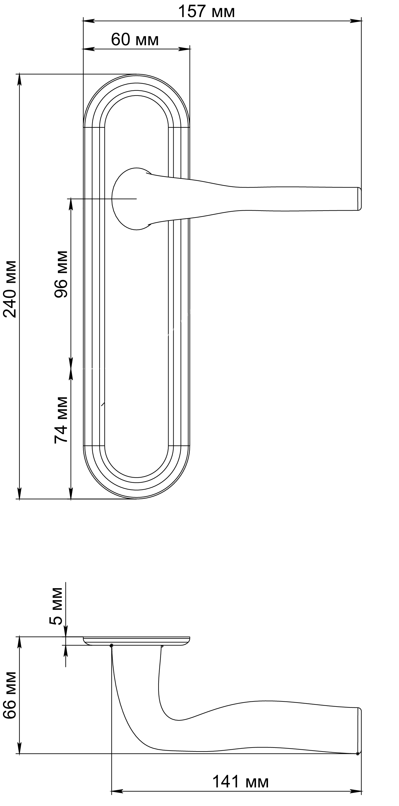 Ручка дверная LVB PLR SST на планке, цвет Летняя гроза/Summer Storm фото фурнитура Набережные Челны