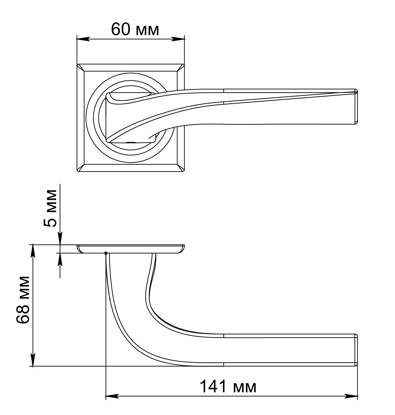 Ручка дверная WD CONCERT HALL S7 SST на квадратной розетке, цвет Летняя гроза/Summer Storm фото фурнитура Набережные Челны