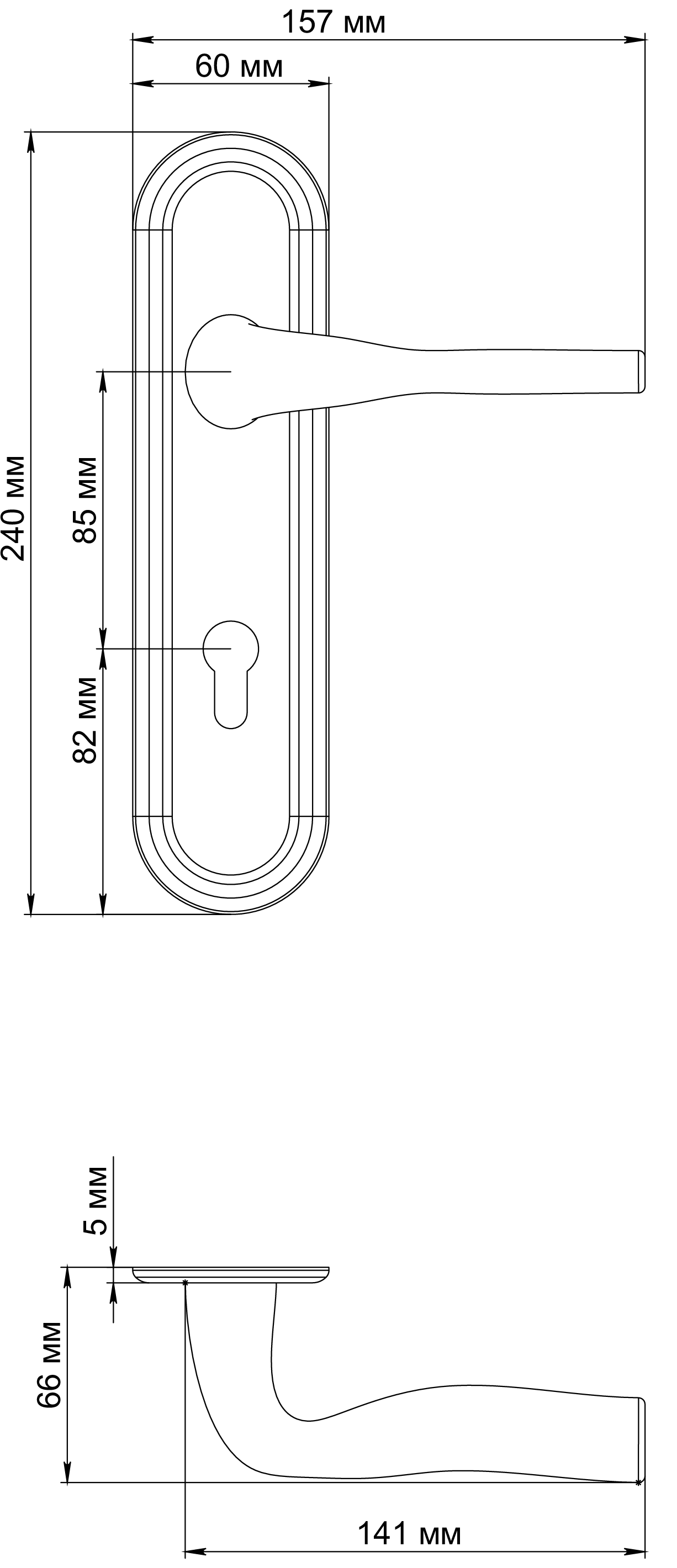 Ручка дверная LVB PLR KH SST на планке под ключевой цилиндр, цвет Летняя гроза/Summer Storm фото купить в Набережных Челнах