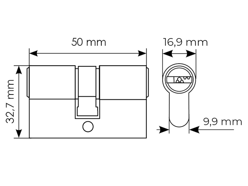Ключевой цилиндр высокой секретности HS 50C PC (50мм), цвет хром фото фурнитура Набережные Челны