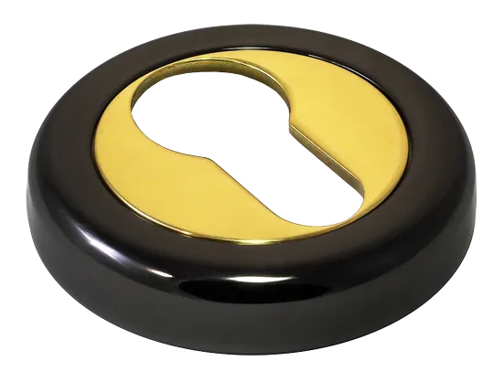 LUX-KH-R4 NNO, накладка на евроцилиндр, цвет - черный хром/золото фото купить Набережные Челны