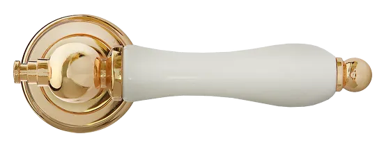 MART, ручка дверная MH-42-CLASSIC PG/W, цвет - золото/белый фото купить в Набережных Челнах