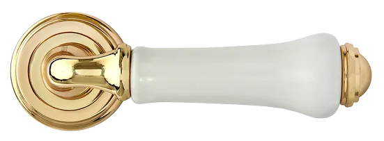 UMBERTO, ручка дверная MH-41-CLASSIC PG/W, цвет - золото/белый фото купить в Набережных Челнах