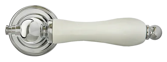 MART, ручка дверная MH-42-CLASSIC PC/W, цвет- хром/белый фото купить в Набережных Челнах
