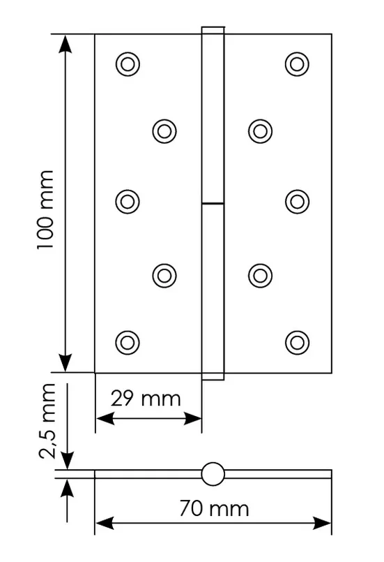 Петля универсальная разъемная MSD 100X70X2.5 AB L стальная левая, врезная, цвет бронза фото купить в Набережных Челнах