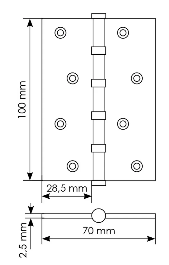 Петля универсальная карточная MS 100X70X2.5-4BB W стальная, врезная, цвет белый, сталь фото купить в Набережных Челнах