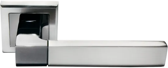 FUKOKU, ручка дверная MH-28 SN/BN-S, на квадратной накладке, цвет - бел. никель/черн. никель фото купить Набережные Челны