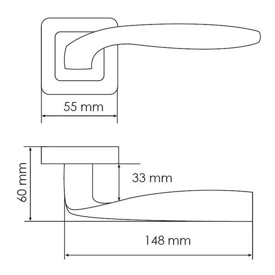 Ручка дверная SHELL MH-45 GR/CP-S55 раздельная на квадратной розетке, цвет графит/хром, ЦАМ Light фото купить в Набережных Челнах