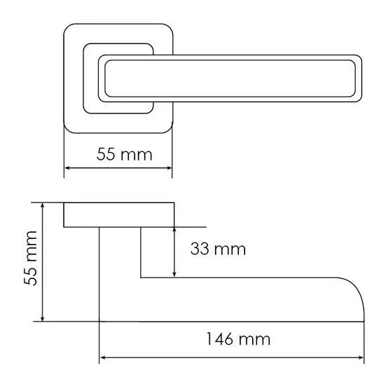 Ручка дверная FLEX MH-44 GR/CP-S55 раздельная на квадратном основании, цвет графит/хром, ЦАМ Light фото купить в Набережных Челнах