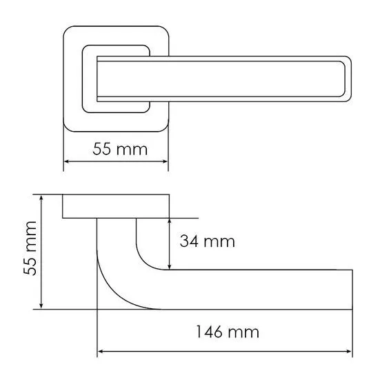 Ручка дверная EON MH-46 GR/CP-S55 раздельная на квадратной розетке, цвет графит/хром, ЦАМ Light фото фурнитура Набережные Челны