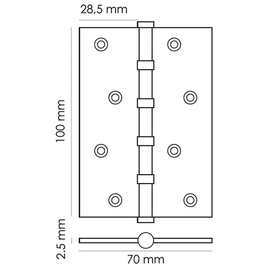 Петля карточная универсальная MS 100X70X2.5-4BB BL, врезная, цвет черный, сталь фото купить в Набережных Челнах