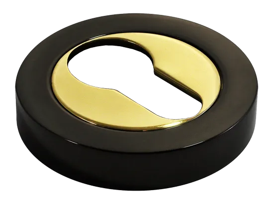 LUX-KH-R2 NNO, накладка на евроцилиндр, цвет - черный хром/золото фото купить Набережные Челны