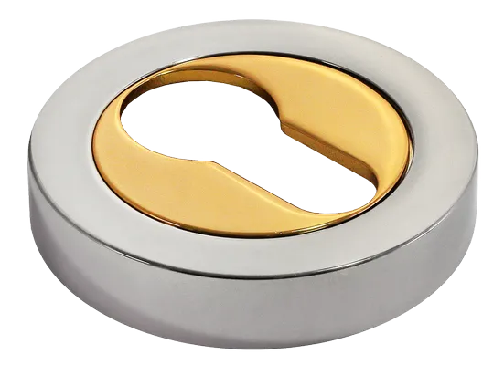 LUX-KH-R2 COT, накладка на евроцилиндр, цвет - глянцевый хром/золото фото купить Набережные Челны